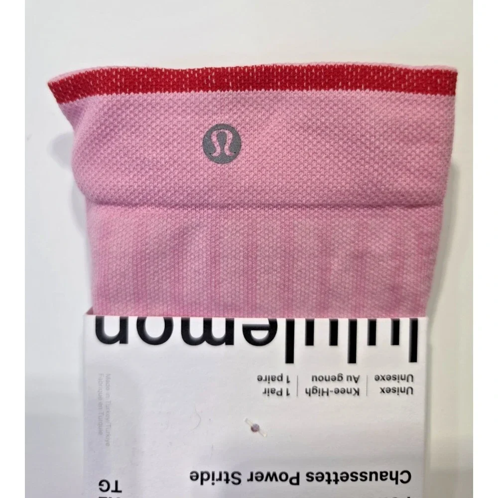 Lululemon Power Stride Knee High Socks XL Pink Red 1 Pair NWT Unisex Athletic
